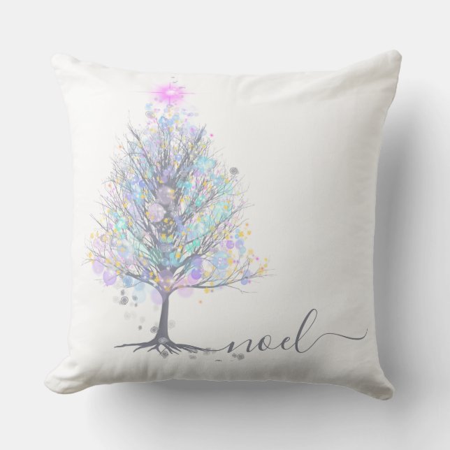 Coussin Noel pastel éclairages arbre de Noël (Recto)