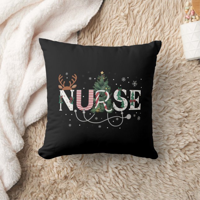 Coussin Noël Père Noël Préférée Infirmière Noël Cadeaux Fê (Couverture)