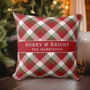 Coussin Noël personnalisé carreaux Merry & Bright