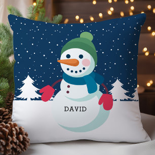Coussin Noël personnalisé de bonhomme de neige
