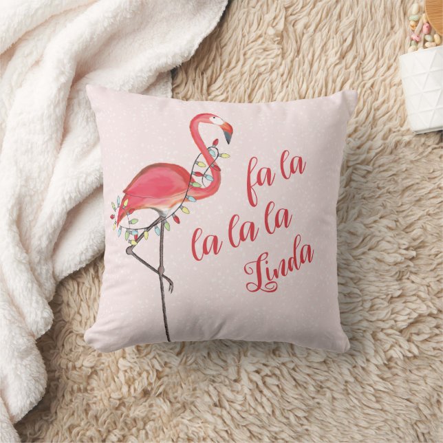 Coussin Noël Personnalisé Flamant rose Tropical Rose (Couverture)