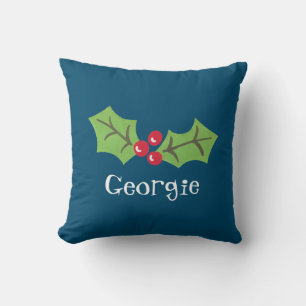 Coussin Noël personnalisé Holly & Berries