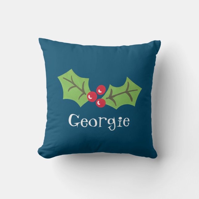 Coussin Noël personnalisé Holly & Berries (Recto)