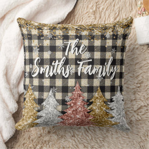 Coussin Noël Plaid Et Parties scintillant Nom De Famille