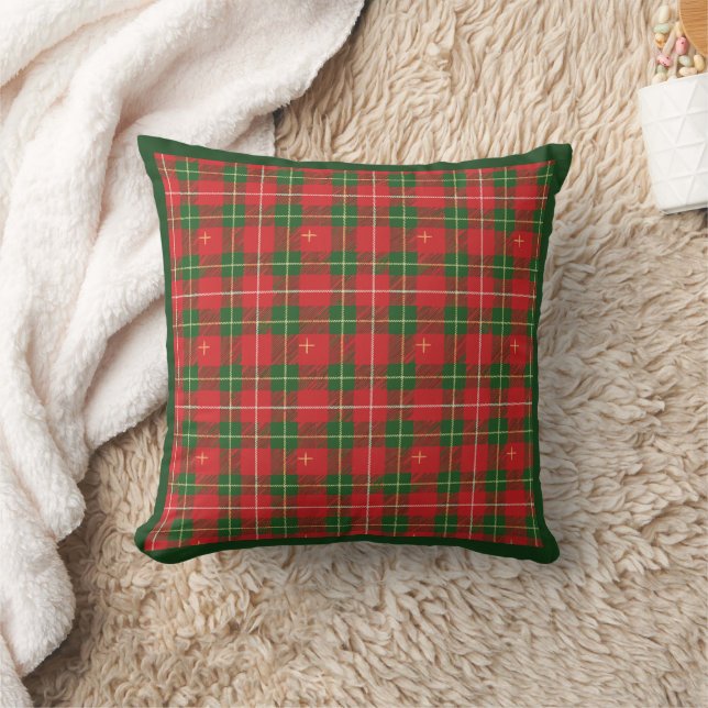 Coussin Noël Plaid Rouge avec croix d'or (Couverture)