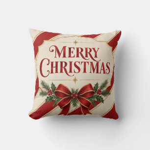 Coussin Noël rayé, style de vœux de Joyeux Noël