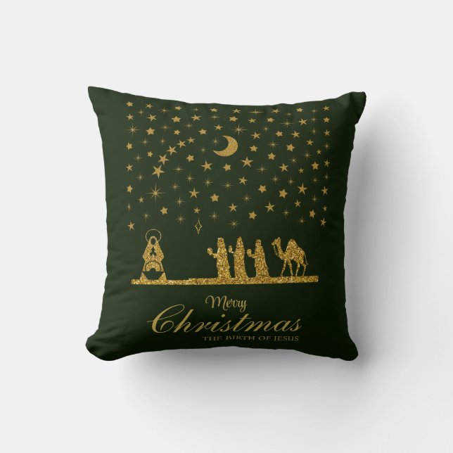 Coussin Noël religieux, Naissance de Jésus, Trois Roi (Recto)