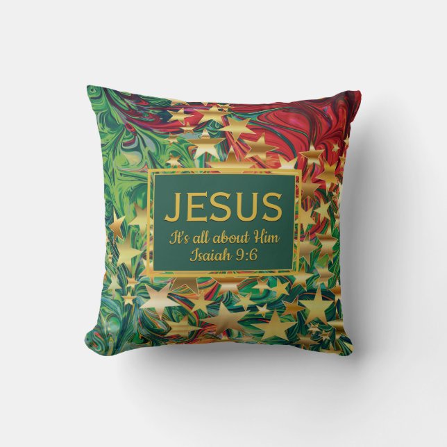 Coussin NOËL Rétro Christian JÉSUS Isaïe 9:6 (Recto)