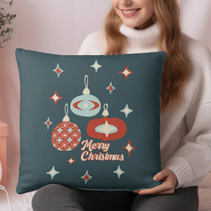 Coussin Noël Rétro Moderne du Milieu du Siècle Ère Atomiqu