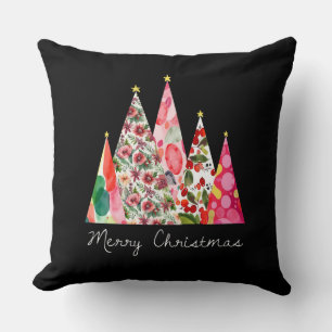 Coussin Noël rose Moderne Arbres Élégants