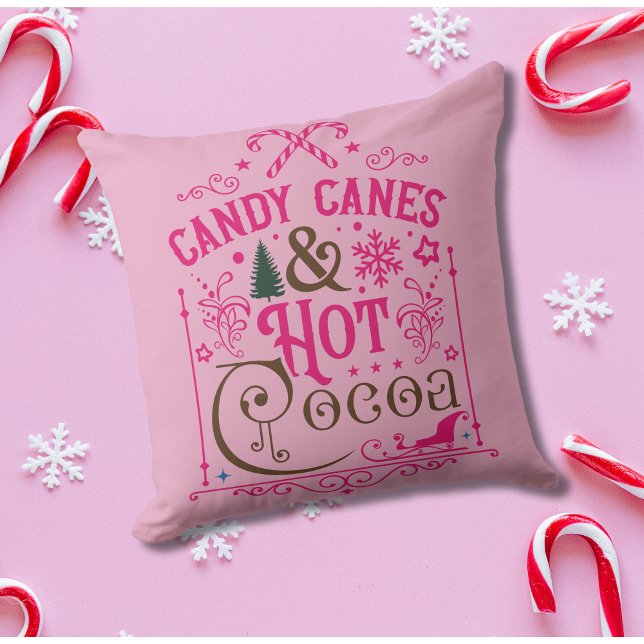 Coussin Noël rose Vintage rustique Style Ferme (Créateur téléchargé)