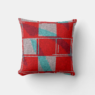 Coussin Noël Rouge Bleu Knit Tricot Fête