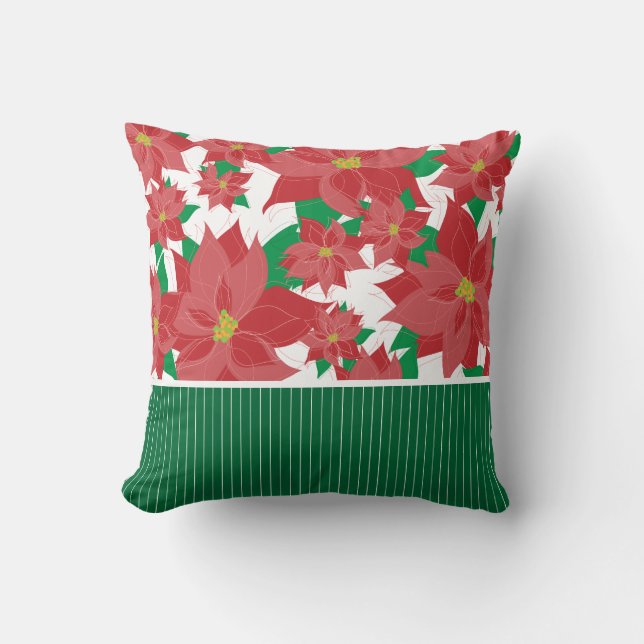 Coussin Noël rouge de poinsettia (Recto)