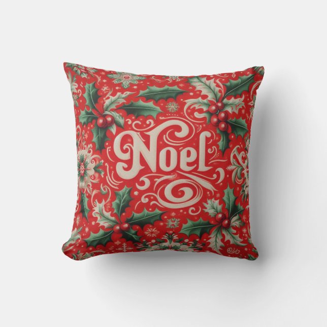 Coussin Noel rouge et vert (Recto)