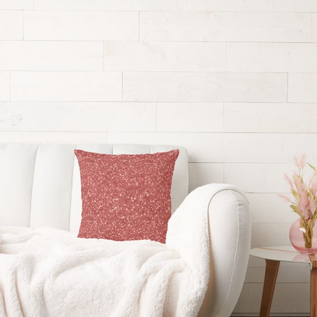 Coussin Noël Rouge Pailleté et Rose Pâle Élégant (Canapé)