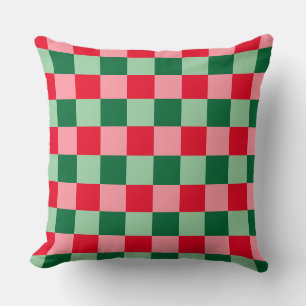 Coussin Noël rouge rouge vert rose Tartan Plaid