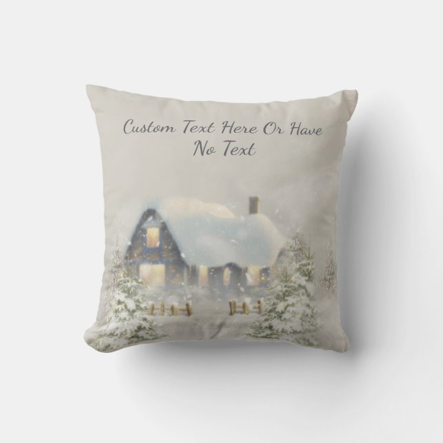 Coussin Noël Russe Cabine hiver Neige Forêt forestière (Recto)