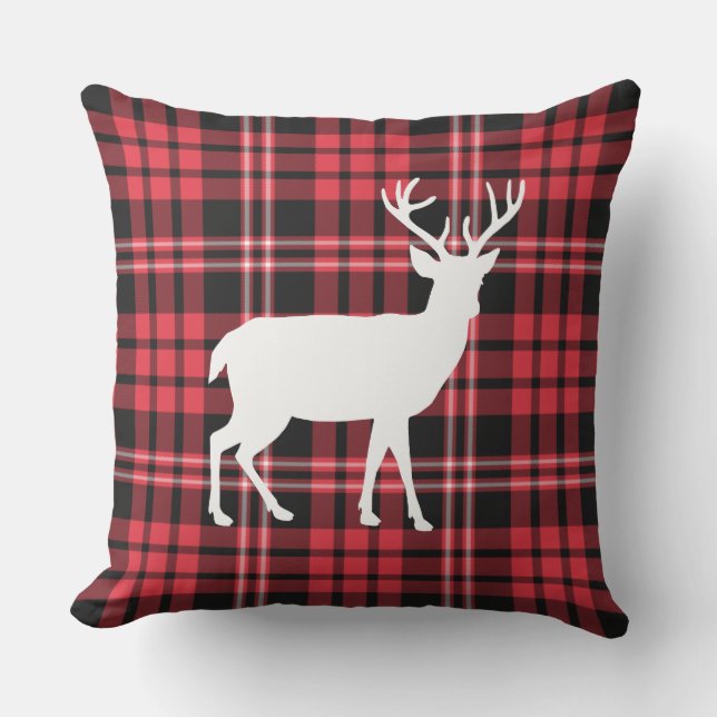 Coussin Noël Russe Rouge Et Noir De Cerfs Plaid (Recto)
