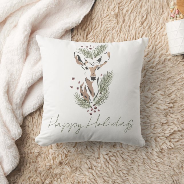 Coussin Noël rustique cerf fête de vacances (Couverture)