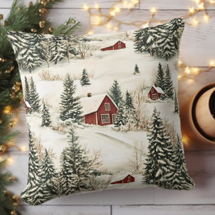 Coussin Noël rustique des bois d'hiver
