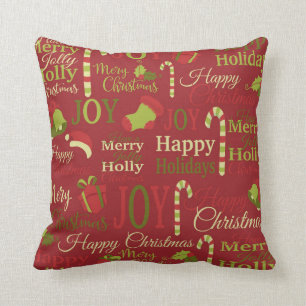 Coussin Noël sainte joie joyeux motif