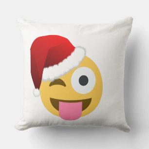 Coussin noël santa claus winking emoji
