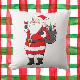 Coussin Noël Santa Vin Rouge Sac Festif