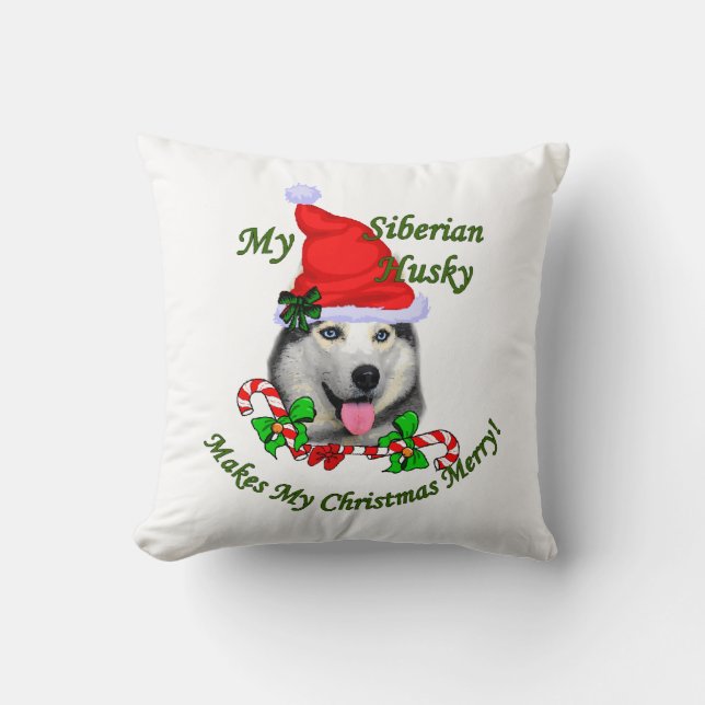Coussin Noël sibérien Husky (Recto)