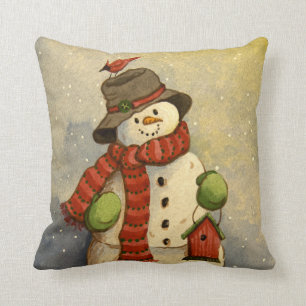 Coussin Noël Snowman et Birdhouse 4905