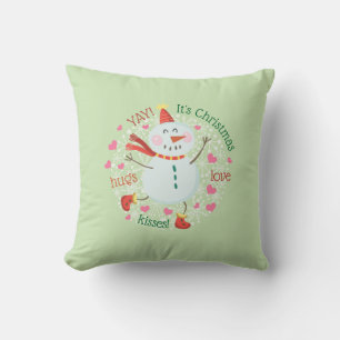 Coussin Noël Snowman Hugs Aimer Baisers Vert
