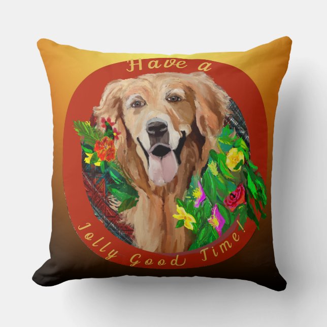 Coussin Noël Soeur Golden Retriever Jolly Bon Temps (Recto)
