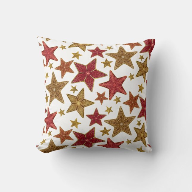 Coussin Noël Star Rouge Or moderne Russe Ferme (Recto)