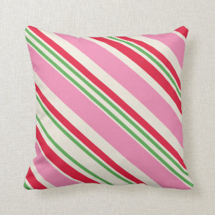 Coussin Noël Sucre de canne de vacances Retro rose vert