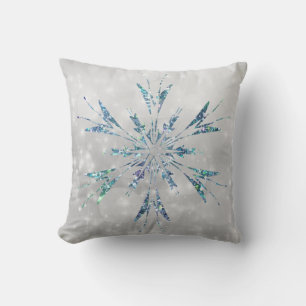 Coussin Noël Turquoise Snowflake Sparkle Silver