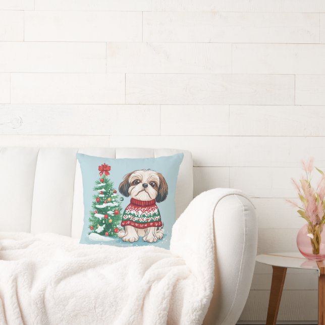 Coussin Noël Tzu Santa Chien de Noël (Canapé)