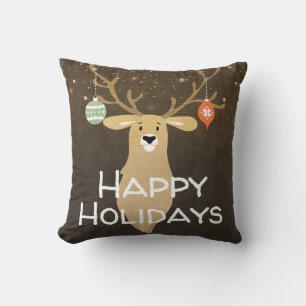 Coussin Noël Vacances Rustique Cerf Hiver Whimsical