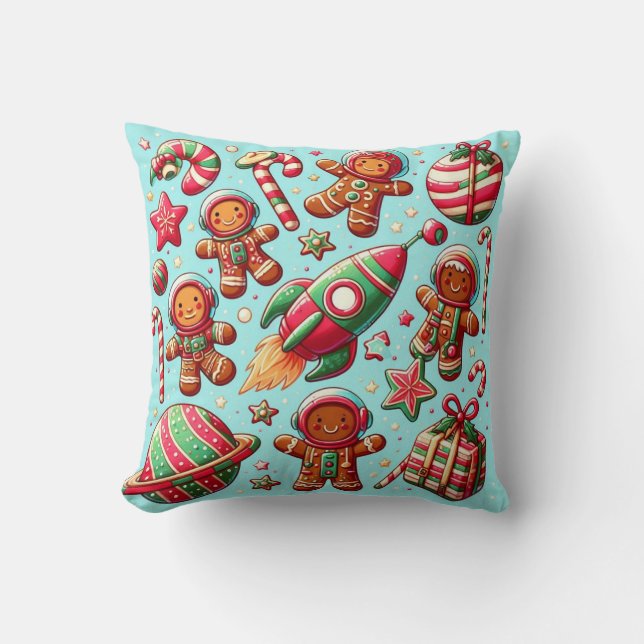 Coussin Noël vaisseau spatial pain d'épices (Recto)
