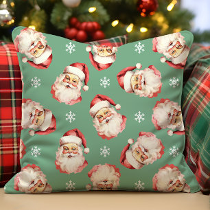 Coussin Noël Vert Vintage rétro Père Noël