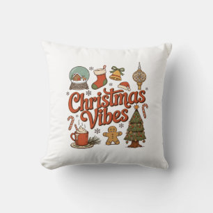 Coussin Noël Vibes Boule à Neige Bonhomme en Pain d'Épice