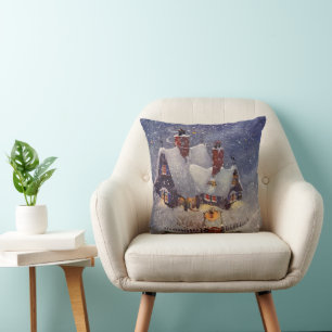 Coussin Noël vintage, Atelier du Père Noël Pôle Nord