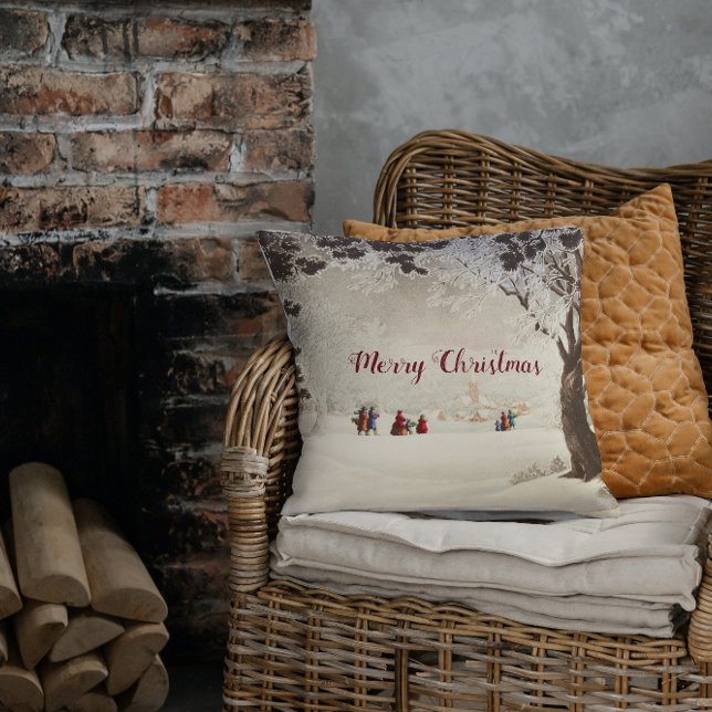 Coussin Noël vintage d'hiver victorien (Créateur téléchargé)