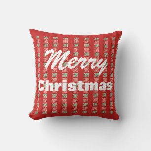 Coussin Noël Vintage Houx à Carreaux Rouges