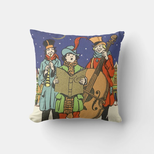 Coussin Noël Vintage, Musiciens en train de chanter (Recto)