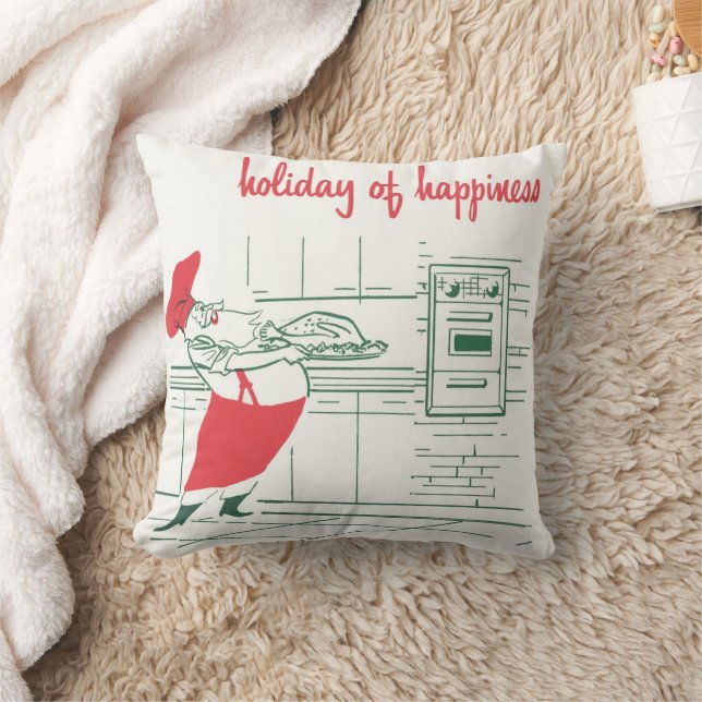 Coussin Noël vintage, Père Noël chef et dinde (Couverture)
