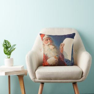 Coussin Noël vintage, Père Noël Liste des gentils et des m