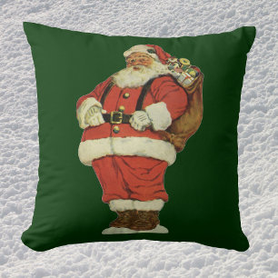 Coussin Noël vintage, Père Noël victorien avec des jouets