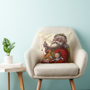 Coussin Noël vintage, Père Noël victorien avec des jouets