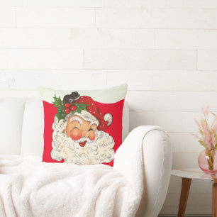 Coussin Noël vintage Retro Jolly Santa Claus