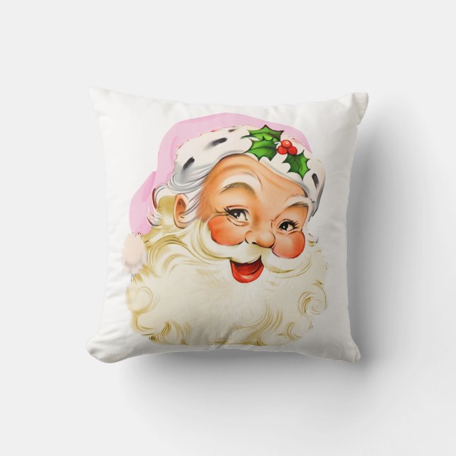 Coussin Noël vintage Retro Jolly Santa Claus (Recto)