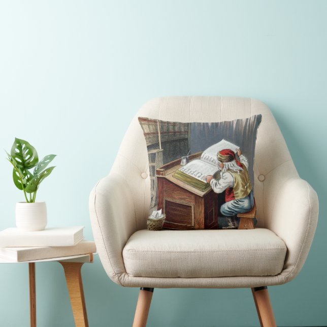 Coussin Noël vintage, Saint Nicolas méchant ou gentil  (Chaise)
